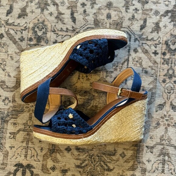Jane Klain Wedge Sandals Women's Size 6.5 US  Blue Tan Espadrille - Picture 4 of 9